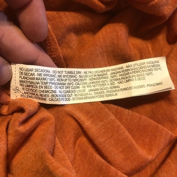 ZARA Medium Orange Rust Open Arms Tie Blouse Shirt Cold Shoulder Lightweight - Picture 6 of 6